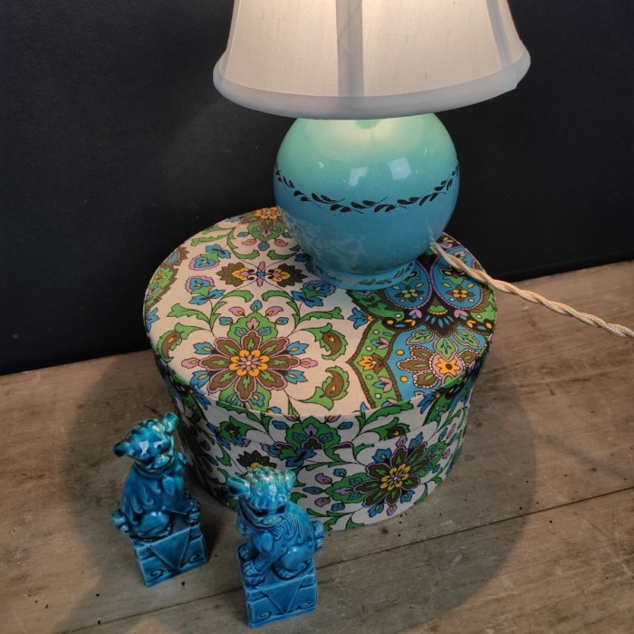 Petite lampe en céramique turquoise & dorée - Le palais des bricoles