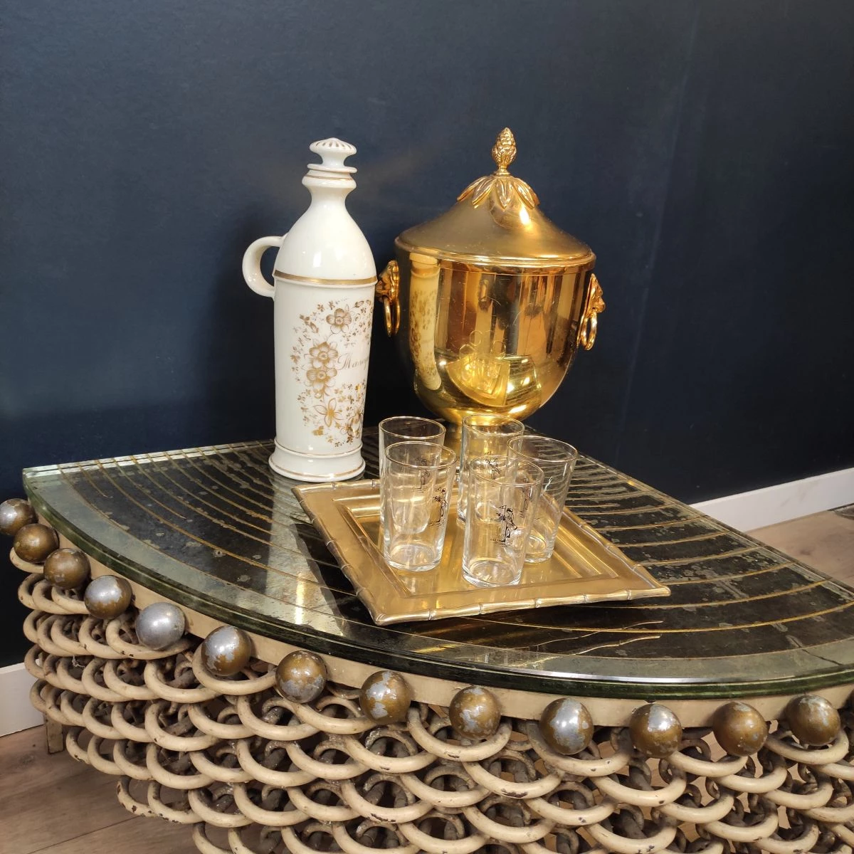 Small tray - gilded brass pocket tray Bamboo style ADNET - BAGUES