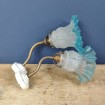 2 Antique swan neck wall lights & clear & blue glass
