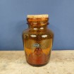 Large amber LA ROCHERE glass jar with cork lid