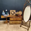 Brown vintage bamboo psyche mirror
