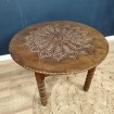 Ancienne table basse en bois sculpté pieds perlés Maroc