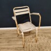 Tolix style garden or bistro armchair in tubular metal & wood