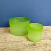 Photophores ou plat & 1 verre soufflé artisanal en verre dépoli vert