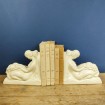 Pair of 1930 Art Deco craquelé bookends by LEJAN ORCHIES earthenware