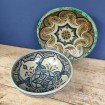 Large antique salad bowl from the Maghreb with blue geometric designs