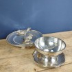 CHRISTOFLE round silver-plated gravy boat with spoon