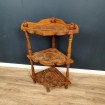 Wooden Indian corner shelf carved & inlaid with brass