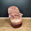 Fauteuil crapaud à tissu japonisant framboise & violet